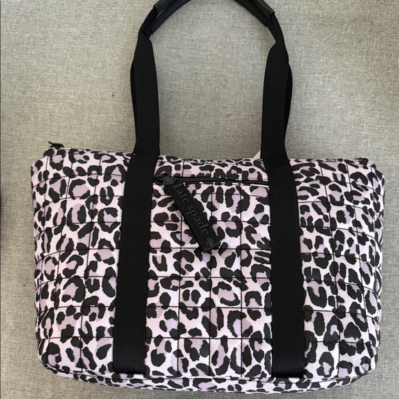 kate spade Handbags - Kate Spade Camden quilted violet and Black spotted leopard Print Tote